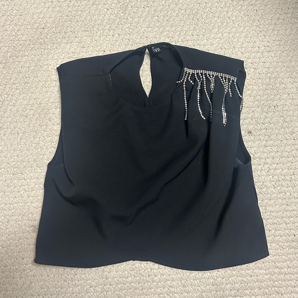 Zara black crop top with embellishments